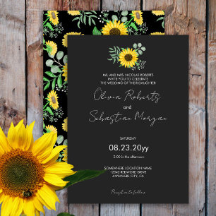 Convites Casamento Formal Amarelo Girassóis