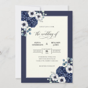 Convites Casamento Formal Anêmona à Meia-Noite