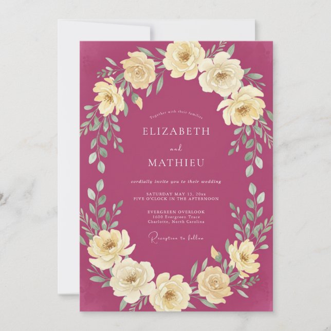 Convites Casamento Formal Atmosférico com Amora (Frente)