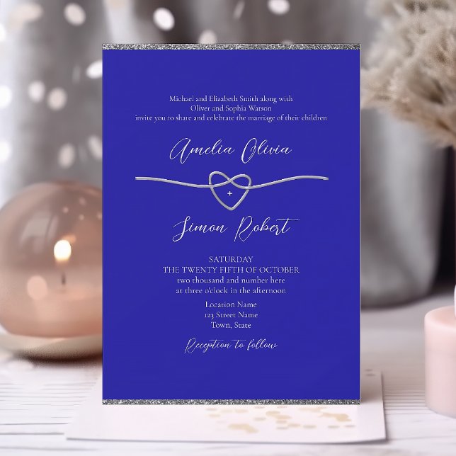Convites Casamento Formal Azul Real (Criador carregado)