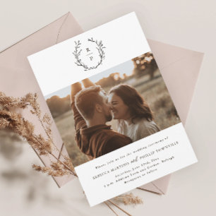 Convites Casamento Formal Branco e Preto do Monograma Elega