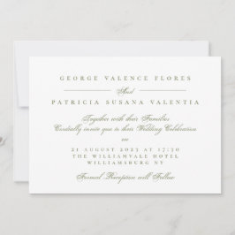 Convites Casamento Formal Caligrafia Verde Musgo