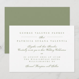 Convites Casamento Formal Caligrafia Verde Musgo