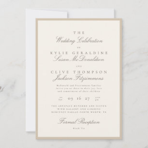 Convites Casamento Formal Champanhe Bege Marfim