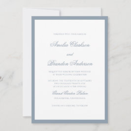 Convites Casamento Formal Clássico com Borda em Azul Desbot