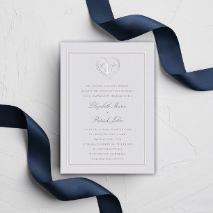 Convites Casamento Formal Clássico de Crest de Âncora Náuti