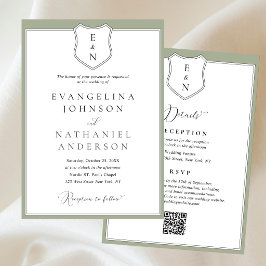 Convites Casamento Formal Clássico Elegante Crista Script V