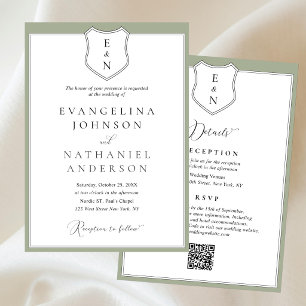 Convites Casamento Formal Clássico Elegante Crista Script V