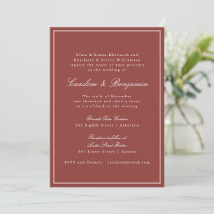 Convites Casamento Formal Clássico em Vermelho Ferrugem Scr