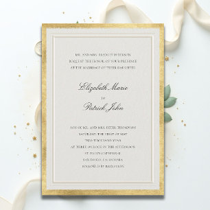 Convites Casamento Formal Clássico Moderno Elevado Dourado 