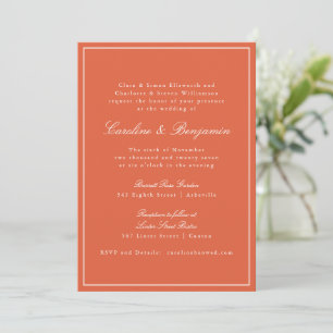 Convites Casamento Formal Clássico Quente Laranja Script El