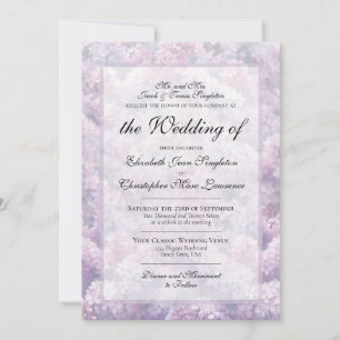 Convites Casamento Formal com Aquarela de Lilases Roxos Ele