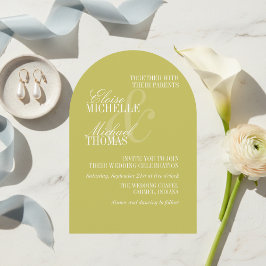Convites Casamento Formal com Arco Moderno em Chartreuse