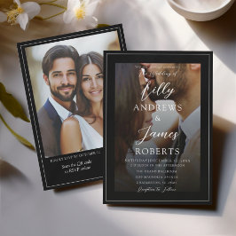 Convites Casamento Formal com Foto Preto e Branco Minimalis