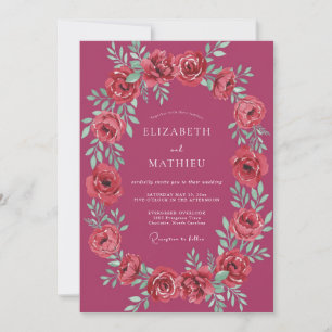 Convites Casamento Formal com Magenta Polido