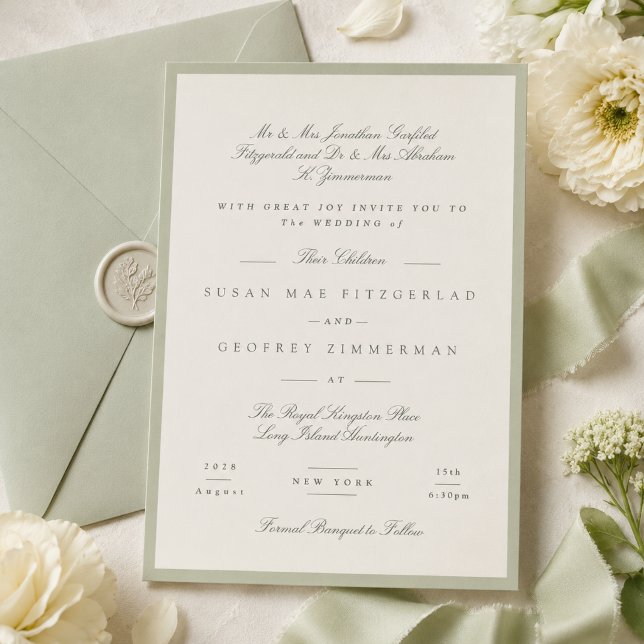 Convites Casamento Formal com Pistache Suave (Criador carregado)