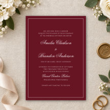 Casamento Formal com Script de Borda Burgundy e Br