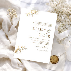 Convites Casamento Formal com Tipografia Moderna em Branco 