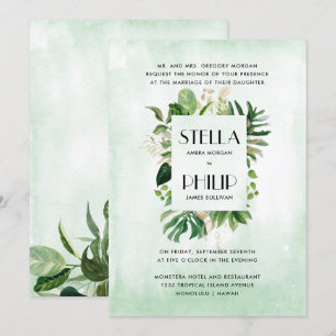 Convites Casamento formal da folha tropical selvagem do