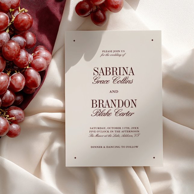 Convites Casamento Formal da Legenda Ivory & Burgundy (Retro Elegant Ivory & Burgundy Formal Wedding Invitation)