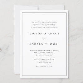 Convites Casamento Formal da Tipografia Simples Preta e Bra
