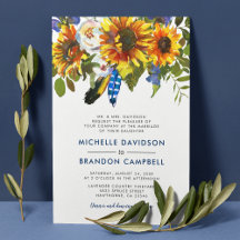 Casamento Formal de Aguarela Rústica com Girassol 