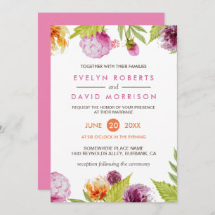 Convites Casamento Formal De Blossom Floral De Linda Aquare