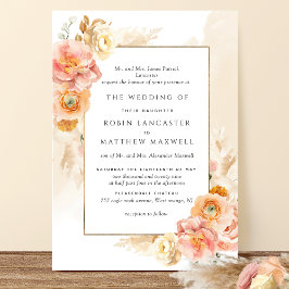 Convites Casamento Formal De Cama Floral De Pêssego