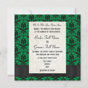 Convites Casamento formal de damas verdes e pretas