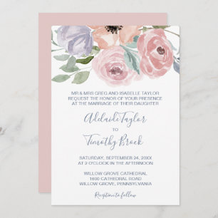 Convites Casamento Formal de Dusty Rosa Florals
