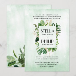 Convites Casamento formal de folhagem tropical de monstera 