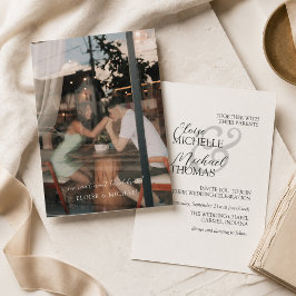 Convites Casamento Formal de Foto em Marfim Elegante