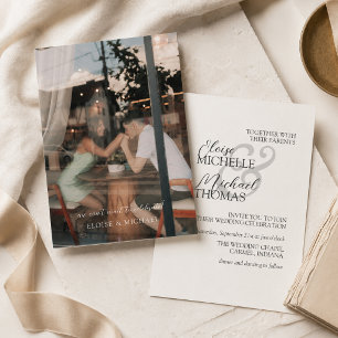 Convites Casamento Formal de Foto em Marfim Elegante