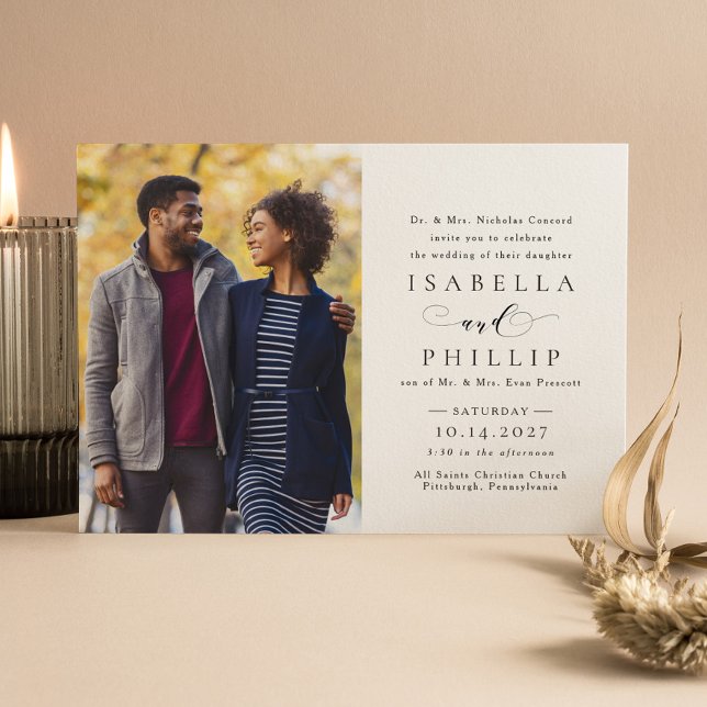 Convites Casamento formal de fotos elegantes e pretas (Criador carregado)