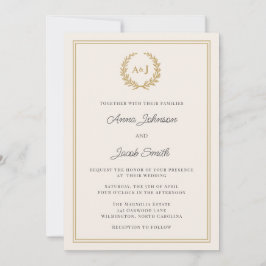 Convites Casamento Formal de Ivory & Dourado Laurel Wreath