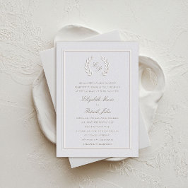 Convites Casamento Formal De Laurel Wreath Crest Clássico
