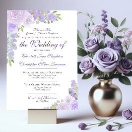 Convites Casamento Formal de lavanda Purple Watercolor Flor