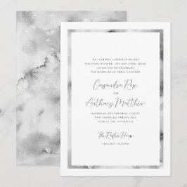 Convites Casamento Formal de Moldura de Marte Preta e Branc
