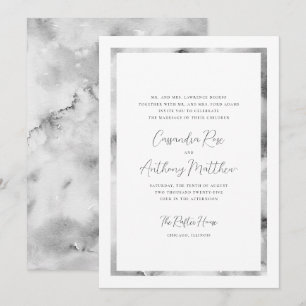 Convites Casamento Formal de Moldura de Marte Preta e Branc
