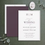 Convites Casamento Formal de Monograma com Púrpura<br><div class="desc">Você está procurando um convite de casamento moderno, formal e elegante? Não olhe mais do que nosso legante convite para casamentos de caligrafia de monograma roxo de ameixa. Este belo convite apresenta seu monograma personalizado em plum rople e seus detalhes pessoais acentuados com a caligrafia moderna à mão. A parte...</div>
