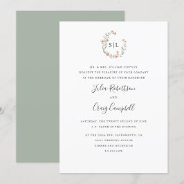 Convites Casamento formal de monograma de bando de flores r