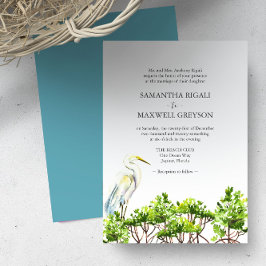 Convites Casamento Formal de Pássaros Aquarela Tropical