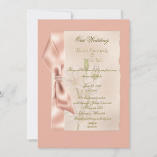 Convites Casamento Formal De Peach Satin Ribbon