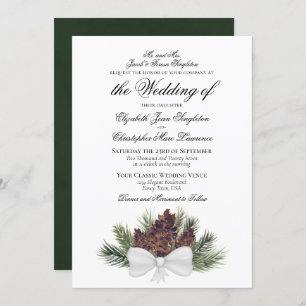 Convites Casamento Formal De Pinecones Da Rustic Watercolor