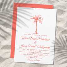 Casamento Formal de Praia de Coral Palm Tree Elega