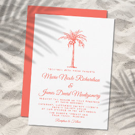 Convites Casamento Formal de Praia de Coral Palm Tree Elega