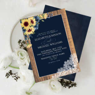 Convites Casamento Formal de Raça de Girassol Azul de Mari