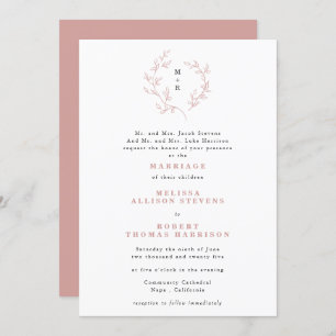 Convites Casamento Formal De Rosa De Desenho De Mão Desenha