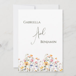 Convites Casamento Formal de Watercolor Meadow Wildflower