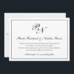 Convites Casamento Formal do Monograma Branco Negro Tradici<br><div class="desc">Convite de casamento horizontal tradicional e clássico com um simples design com seu monograma inicial e seus nomes em um dentro de caligrafia elegante de uma fronteira fina. O dorso é preto sólido. Este clássico design preto e branco é perfeito para um casamento formal.</div>